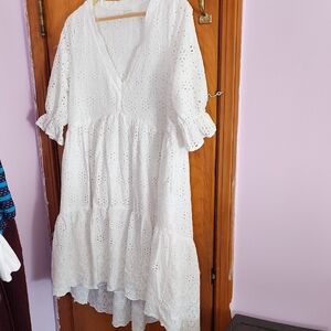 Sundance White High Low Eyelet Dress